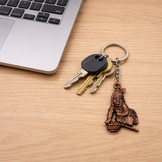 Premium Antique-Gold Metal Bal Krishna Makhan Chor Keychain (1 Pc)