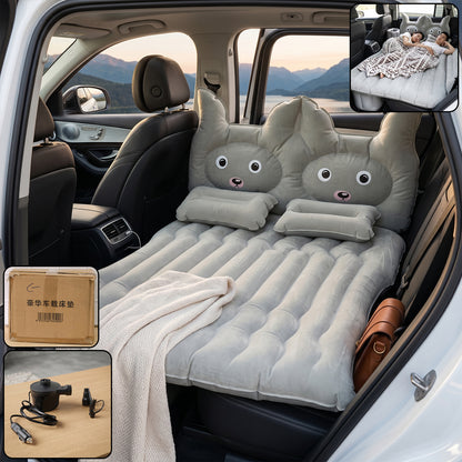 Inflatable car air mattress bed set with pump and cushions