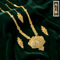 Gold-Finish Long Necklace Set – Intricate Traditional Craftwork