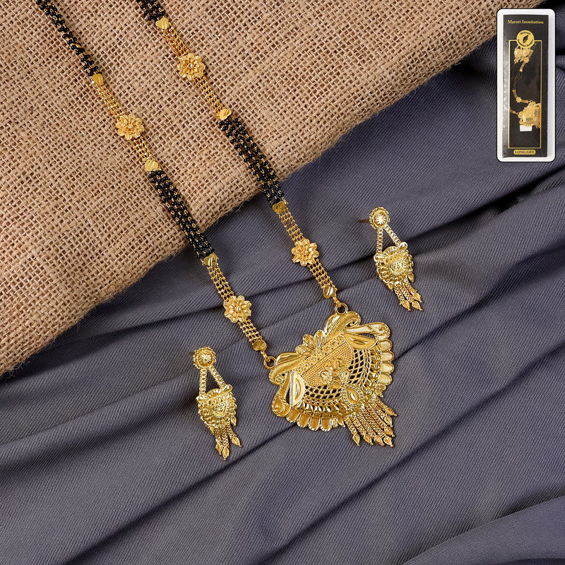 Elegant Traditional Mangalsutra Set with Grand Pendant & Matching Earrings
