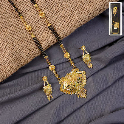 Elegant Traditional Mangalsutra Set with Grand Pendant & Matching Earrings