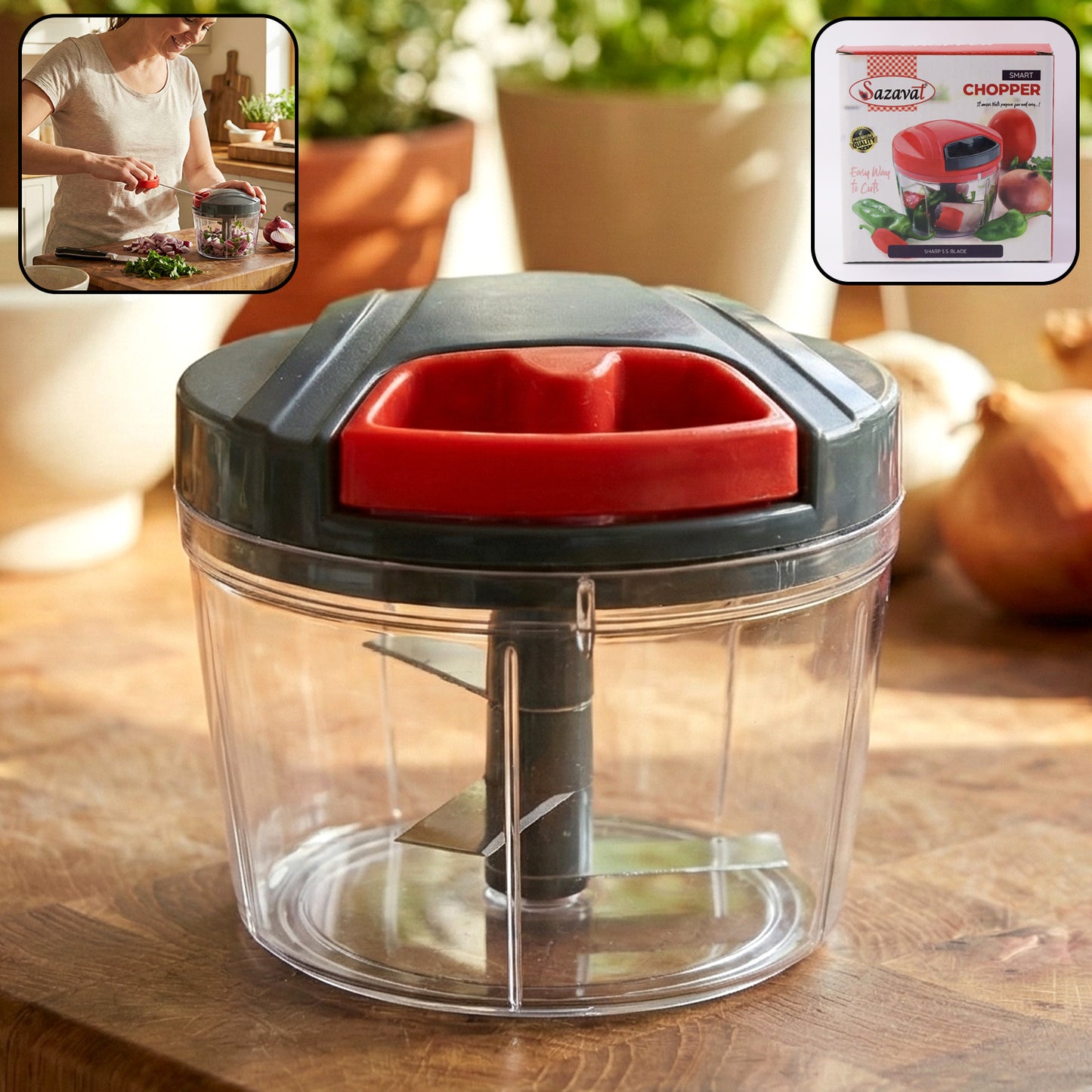 Compact Manual Hand-Press Vegetable Chopper (1 Pc)