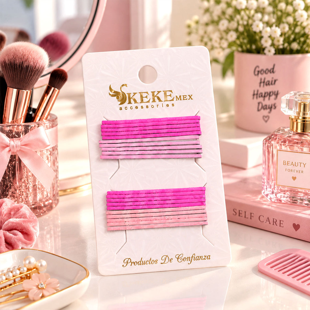 Pink Ombre Metal Bobby Pins Set for Girls and Kids (20 Pc)