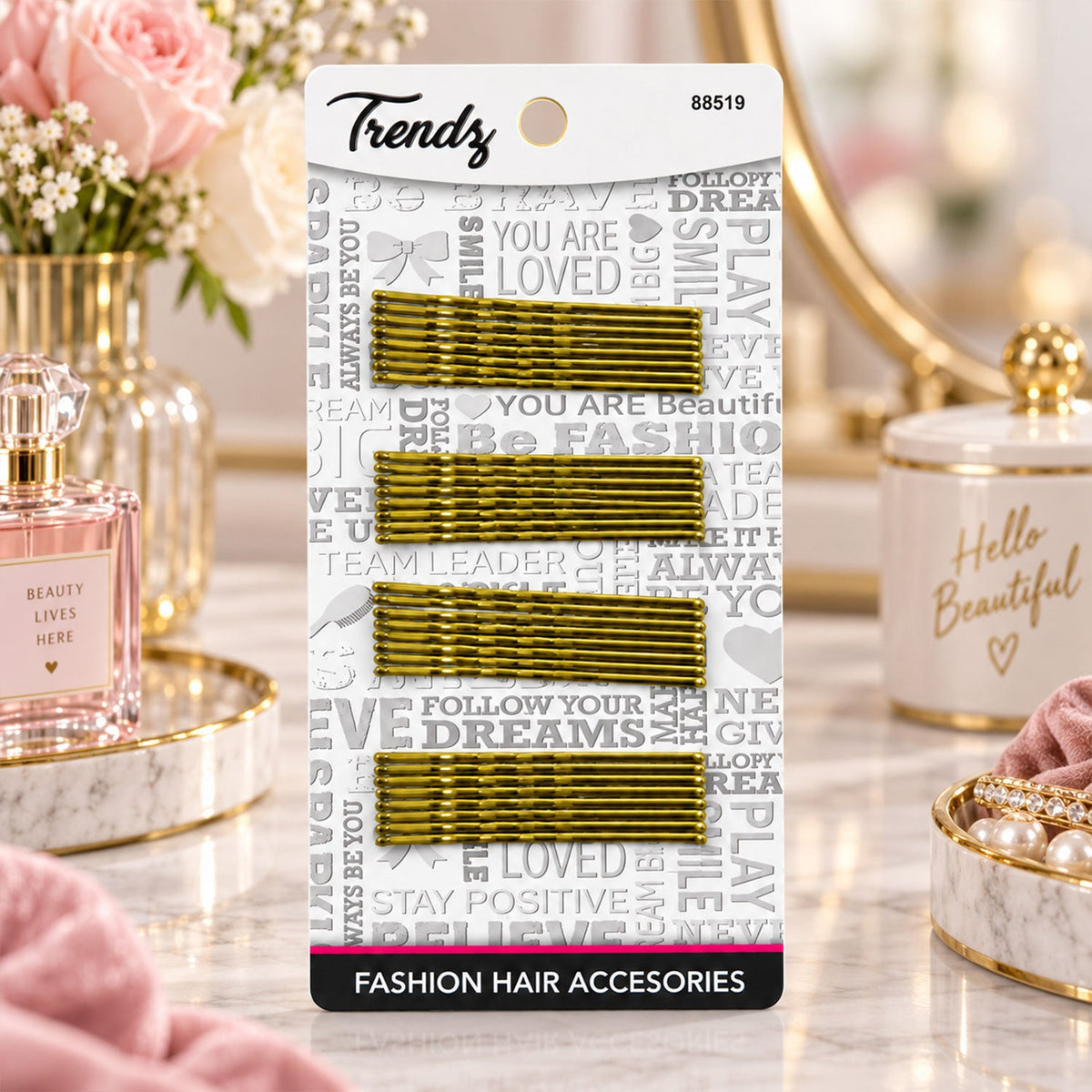 gold metal wavy hair pins set
