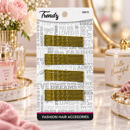 gold metal wavy hair pins set