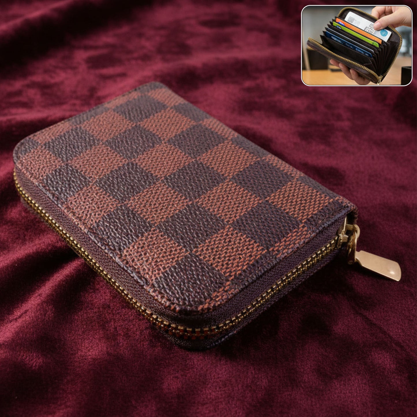 Compact mini zipper card holder wallet