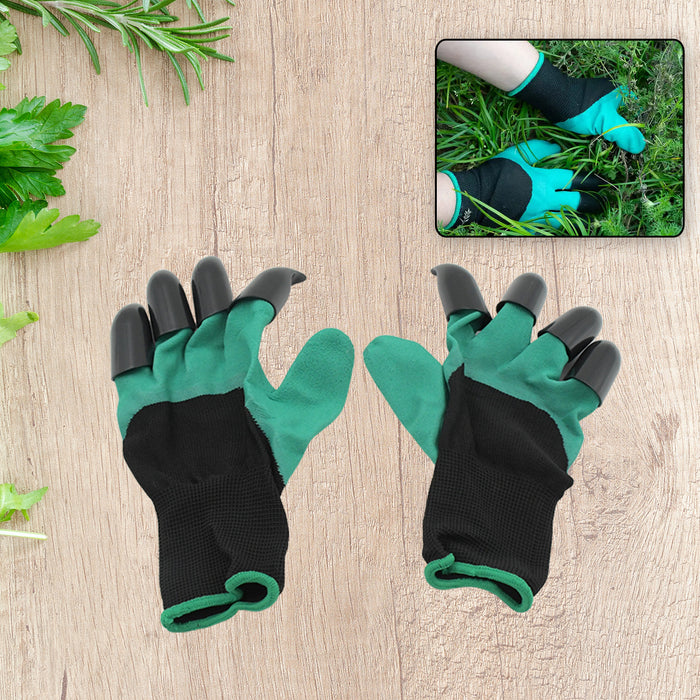 0719 Heavy Duty Garden Farming Gloves- ABC Plastic Washable With Hand Fingertips & ABS Claws For Digging & Planting, Gardening Tool for Home Pots Agriculture Industrial Farming work Men & Women (1 Pair / Mix Color)