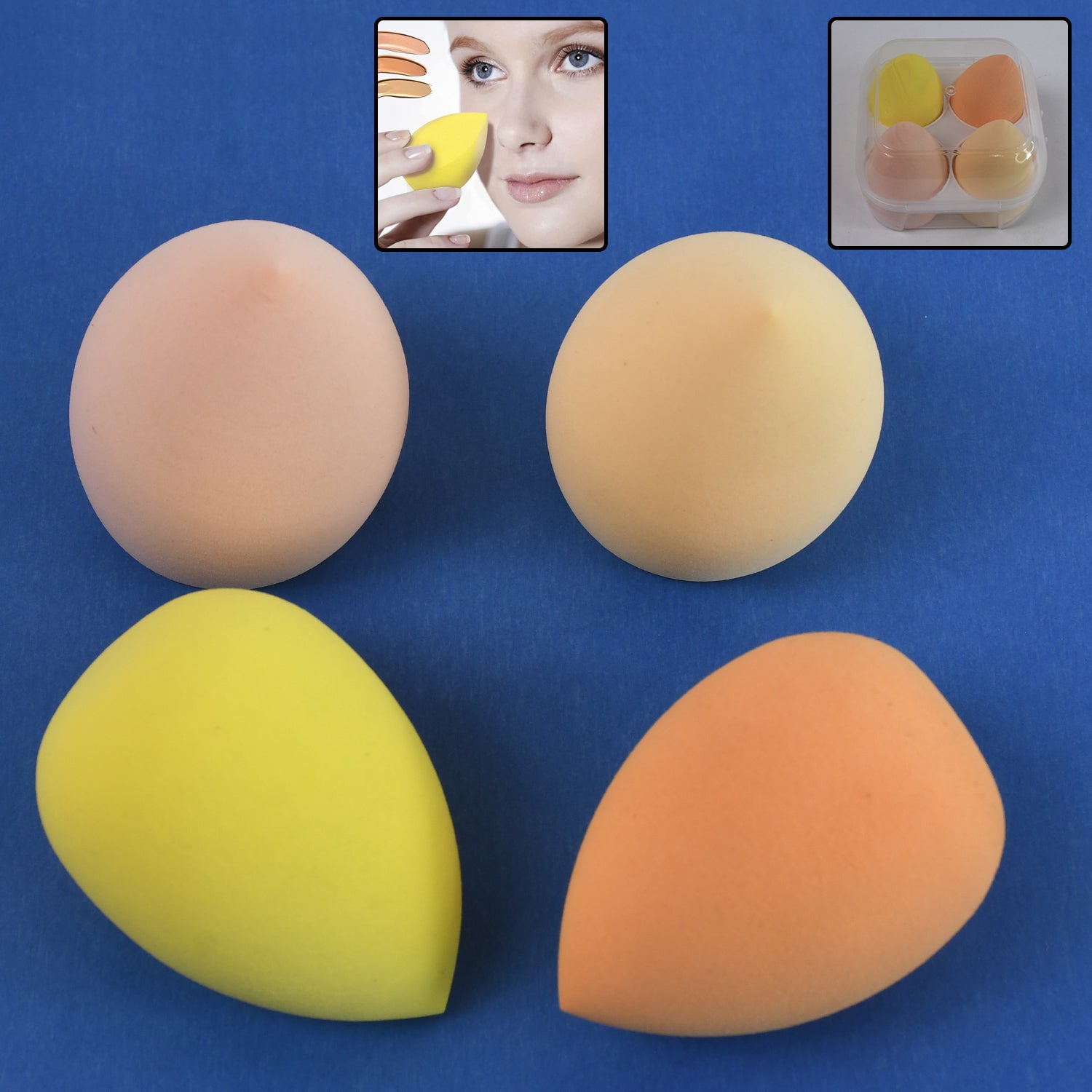 Makeup Sponges Set, Perfect for Liquid, Cream, and Powder (4 Pcs Set With Case)