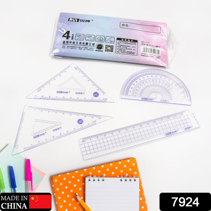 4pcs Ruler Suit Stationery Set for School Student Office ,Draft Rulers ...