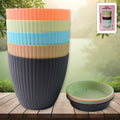 Plastic Flower Pot Set – Round 5 Pcs with Tray | Deodap