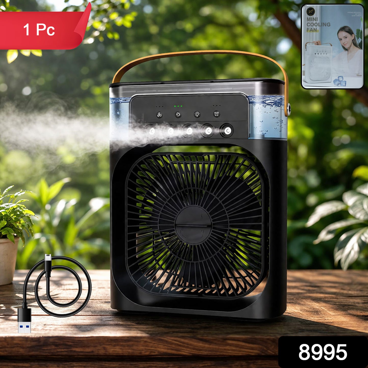 Portable Air Cooler Fan with 7-Color Light – Personal AC Fan