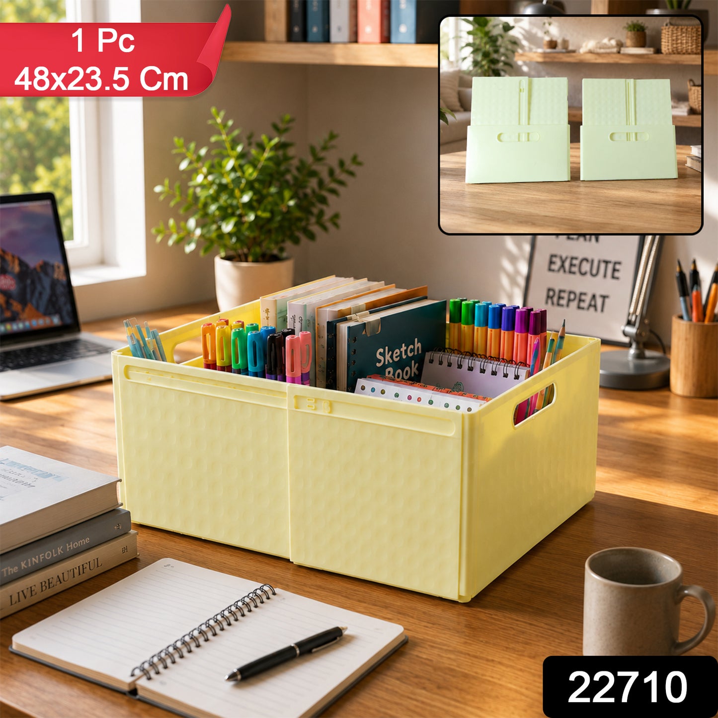Foldable Storage Box Collapsible Organiser Crate 48x23.5 Cm (1 Pc)