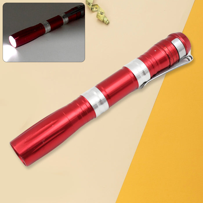 Portable Mini Torch / Flashlight LED Powerful High Lumens Pen Light with Clip, Portable Pocket Compact Torch for Emergency AA Battery operated (1 Pc / Battery not included)