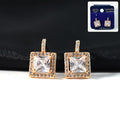 Square Cut CZ Stone Drop Earrings – Elegant Lightweight Design