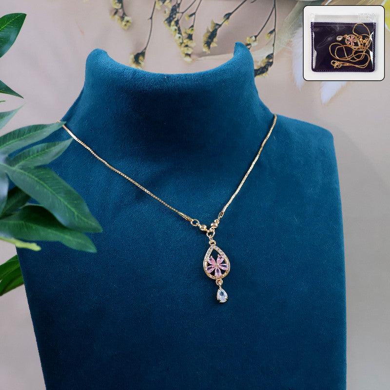 Elegant Pink Flower Pendant Necklace for Women
