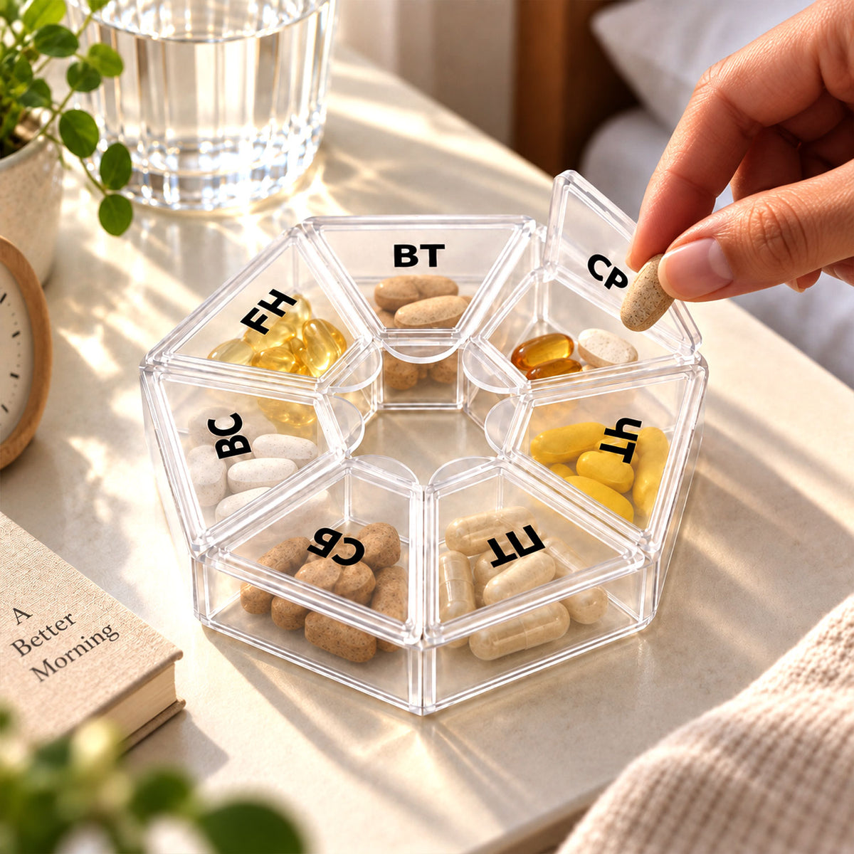 Medicine Pill Box with Clear Flip Lids for Weekly Travel Storage (7 Compartment)