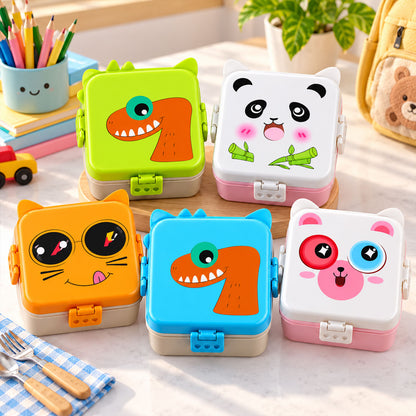Features of panda design kids lunch box.