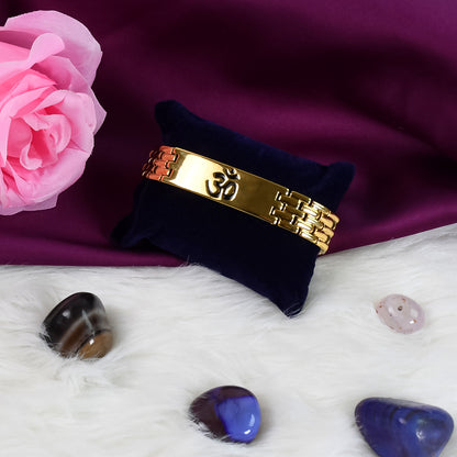 Om Bracelet with Golden Plating: Divine Energy and Lasting Shine