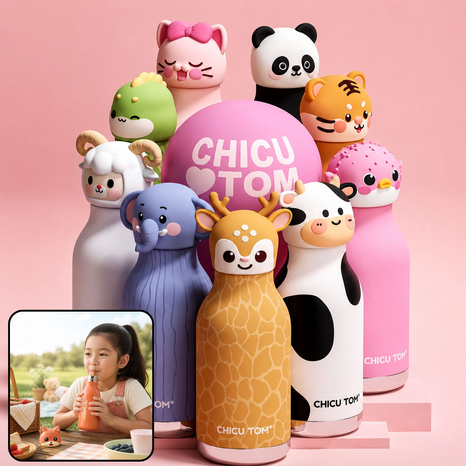Kids Stainless Steel Vacuum Water Bottle with Straw (1 Pc 450ML, Mix Design)
