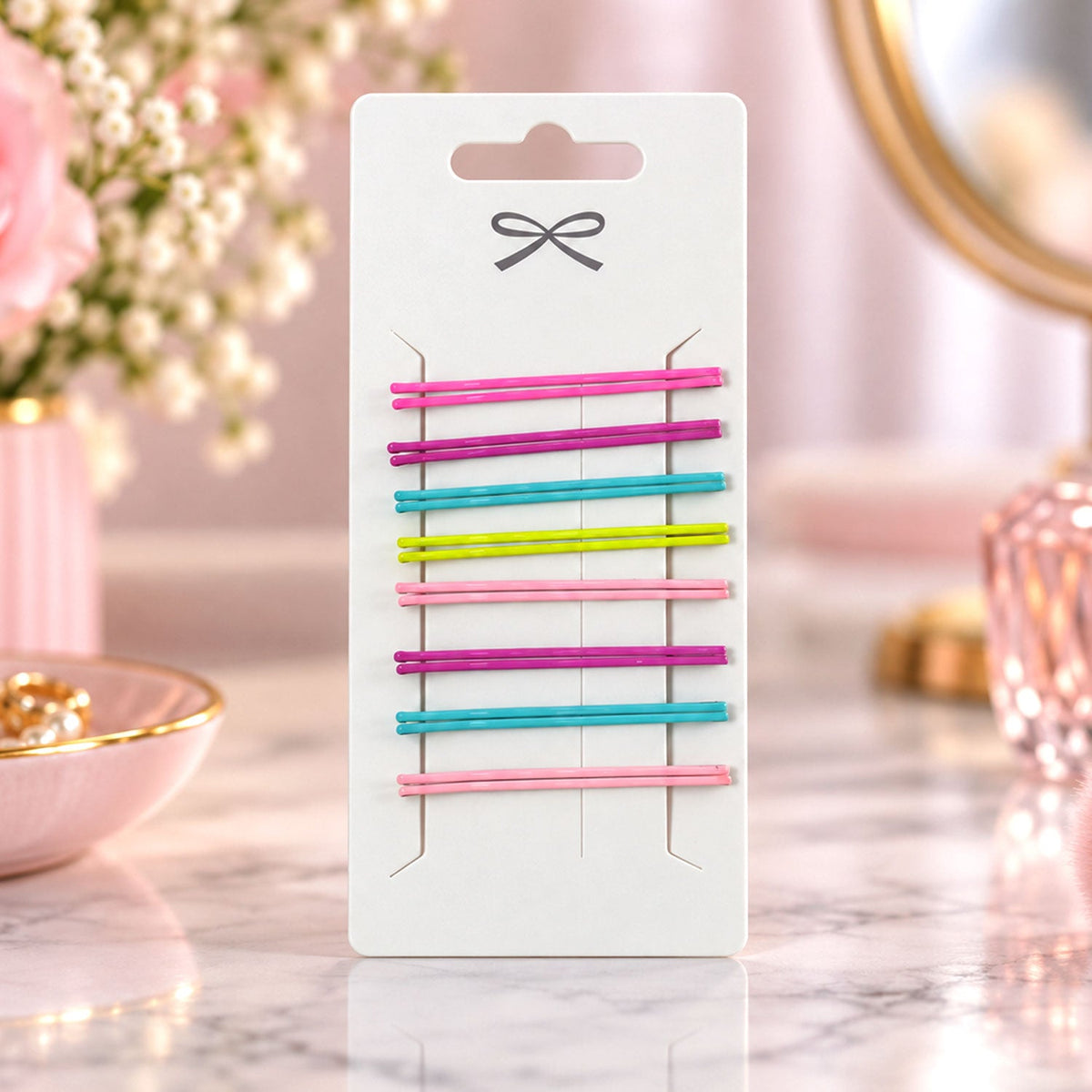colourful metal hair pins set
