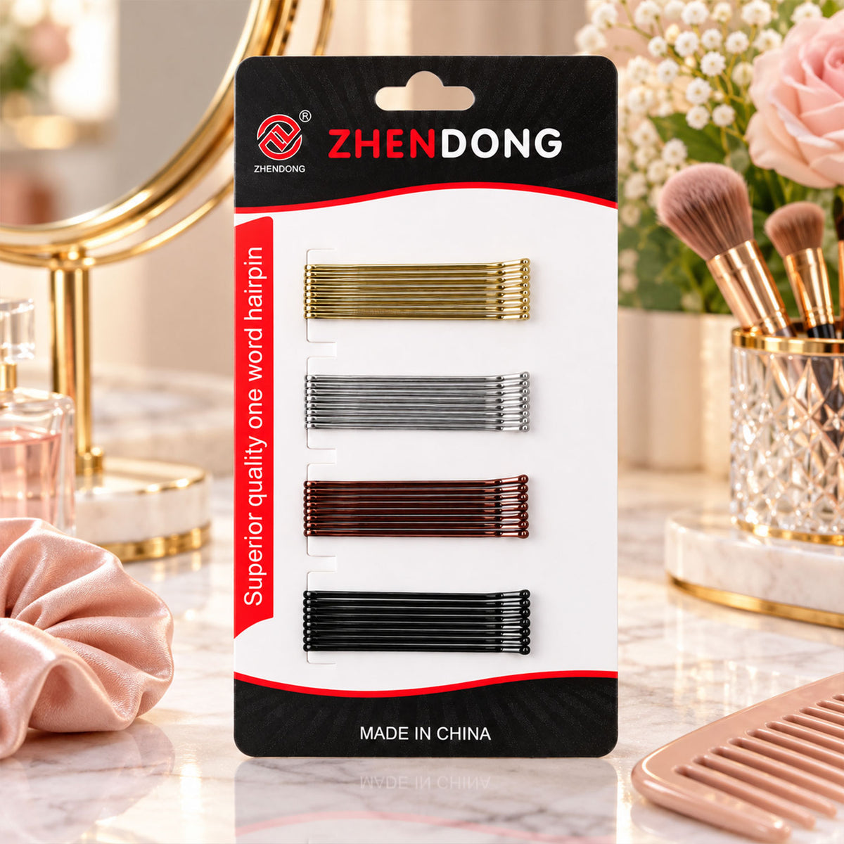 Metal Bobby Hair Pins with Rounded Tips for Buns and Daily Hairdos (32 Pc Set)