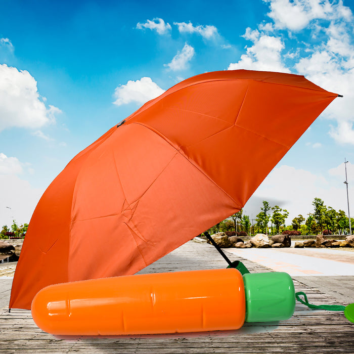 Vegetable shaped Folding Umbrella, Plastic Case Creative Fashion Folding Mini Sun Shade Rain Umbrella, Unique Umbrella, Sun & UV Protection, Cute Design (1 Pc)