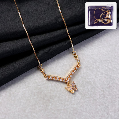 Butterfly Charm V-Shape Pendant Necklace
