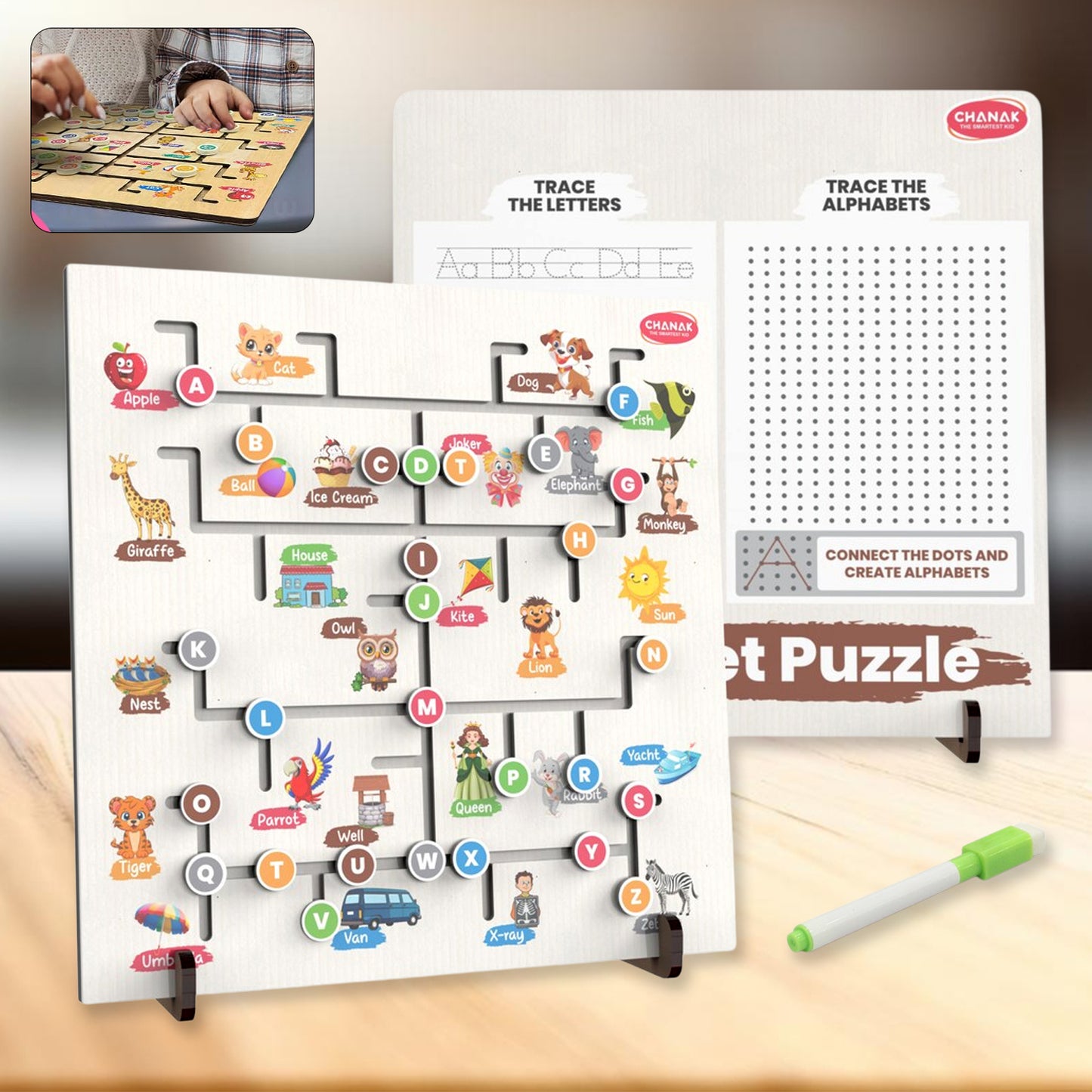 Alphabet Puzzle for Kids | Tracing & Learning Board with Animal Illustrations