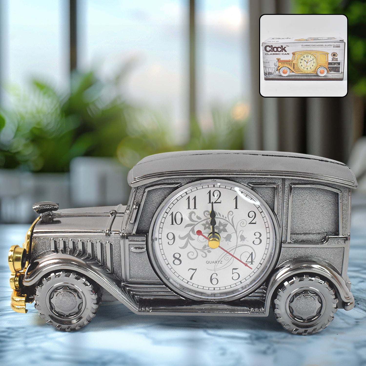 Car Model Clocks, Pen Holder Function ABS Material Alarm Clock for Office Desk for Bedroom