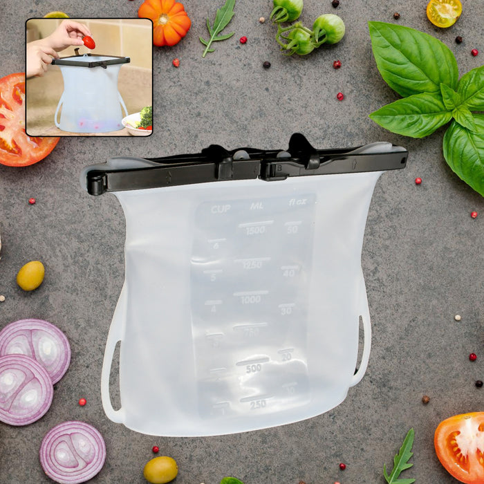 Reusable Silicone Food Storage Bag Set Leakproof Lock Reusable Flat Bottom Freezer Bags, Sandwich Bags, Silicone Food Grade Kids Snack Bags, BPA Free Microwave Dishwasher Safe (1 Pc)
