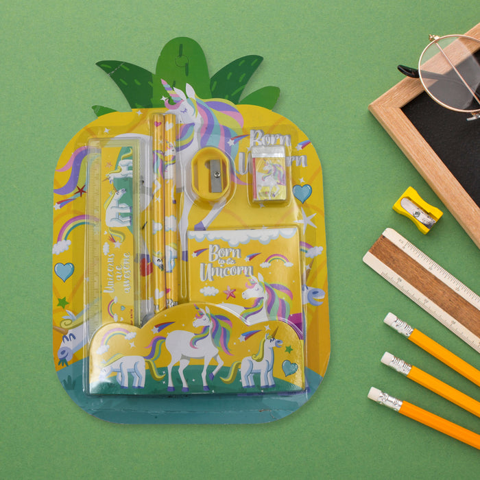 6 PC SET STATIONARY SET INCLUDING PENCIL RULER RUBBER PENCIL SHARPENER ...