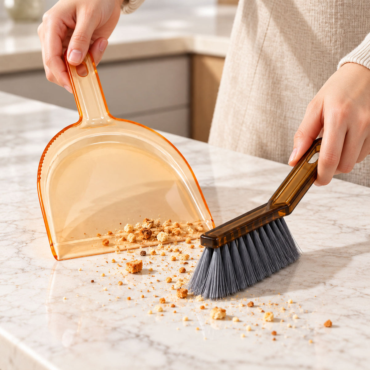 Plastic Dustpan and Hand Brush for Kitchen and Everyday Surface Cleaning (2 Pc Set)