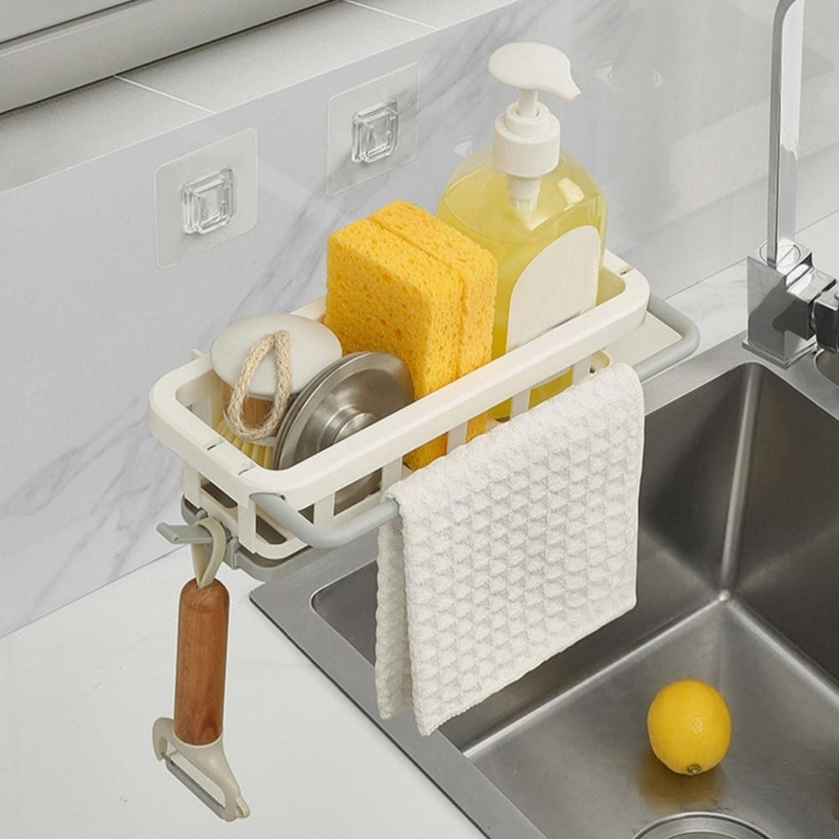 Multipurpose Platic Hanging Drain Rack Retractable Sponge Storage Hang ...