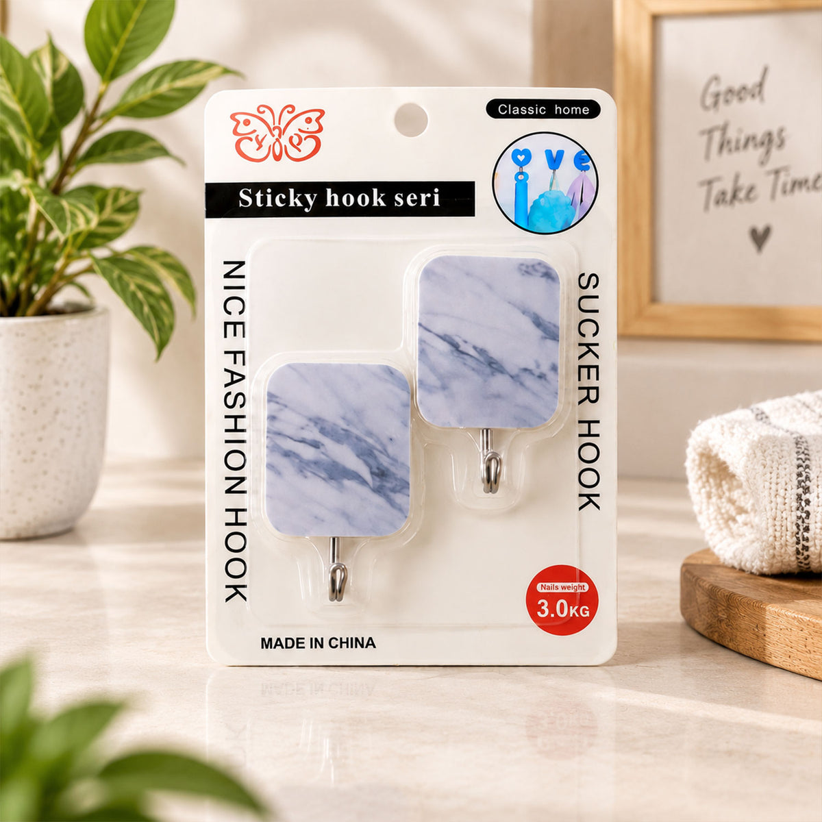 Cartoon Adhesive Kitchen Hooks for Towels, Ladles, Aprons and Keys (2 Pc Set)