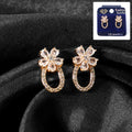 Oval Loop CZ Stone Earrings – Elegant Floral Design for Women