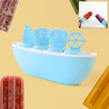 Boat-Shaped Ice Cream Mould with Piggy Design – 4 Cavity Popsicle Maker