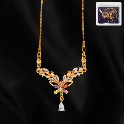 Graceful Gold-Plated Leaf Design Pendant Necklace for Women