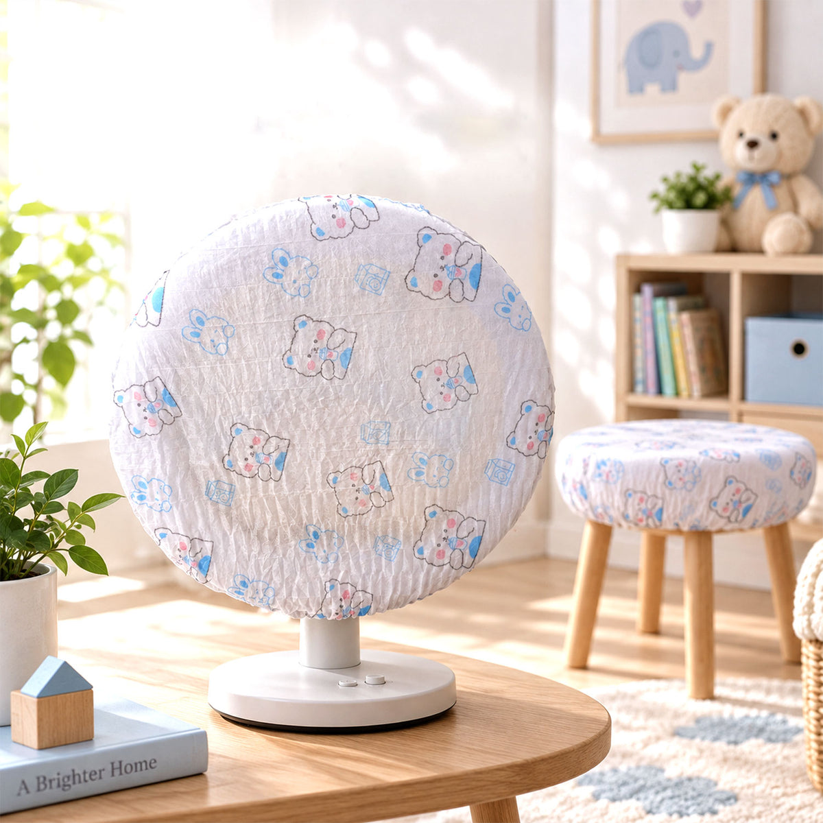 Elastic Fan Dust Covers Set with Cartoon Print for Table Fans (10 Pc)