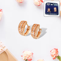Elegant Gold-Plated Double Row CZ Hoop Earrings for Women