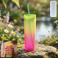Gradient Plastic Drinking Tumbler – Reusable & Spill Proof