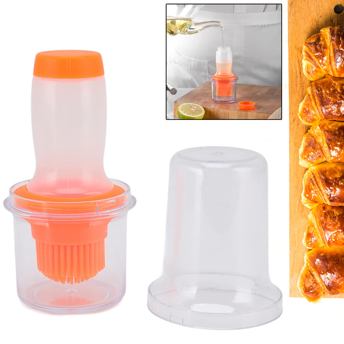 2 in 1 Portable Silicone Oil Bottle Brush with Lid (1 Set)