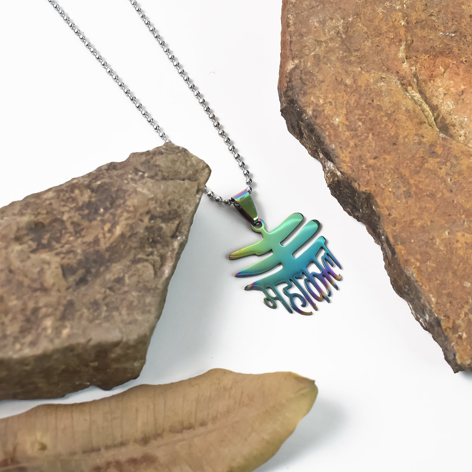 Stainless Steel Colourful Mahakaal Pendent Chain Necklace (1 Pc)