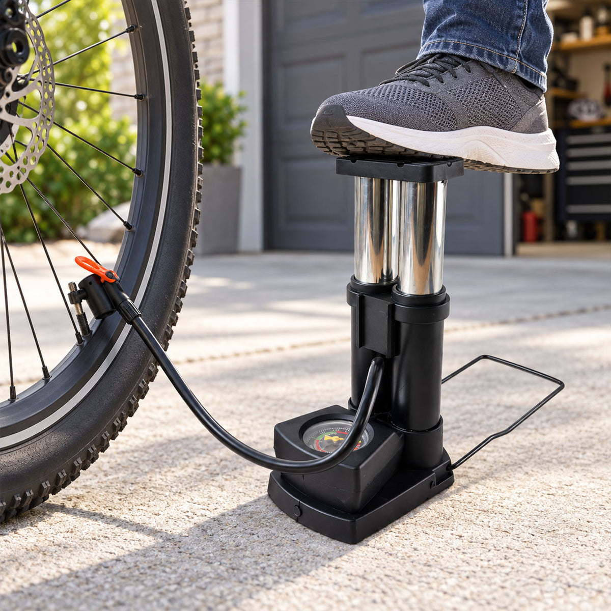 Mini Bike Pump – Portable Foot Operated with Gauge | Safora