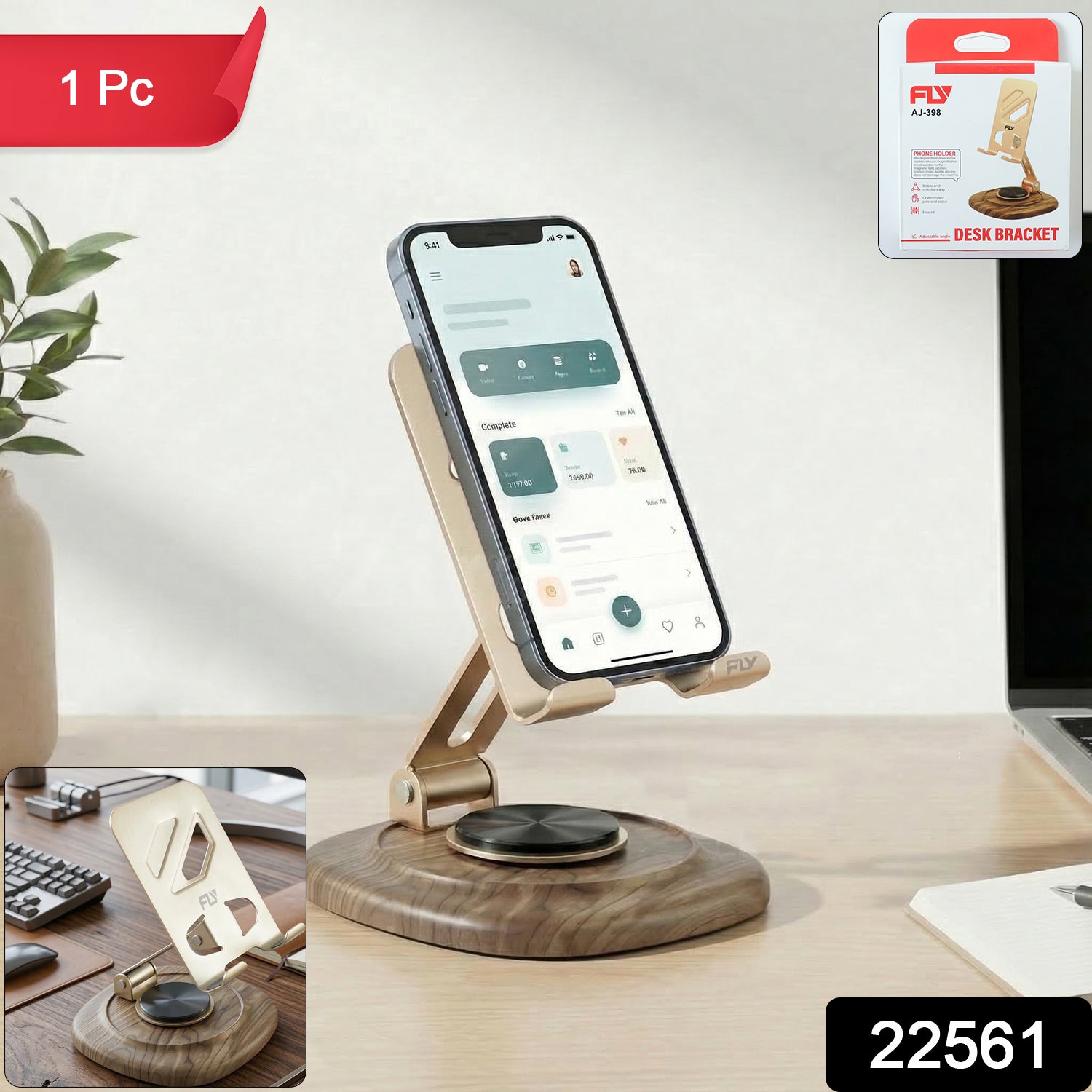 Foldable phone stand on a desk