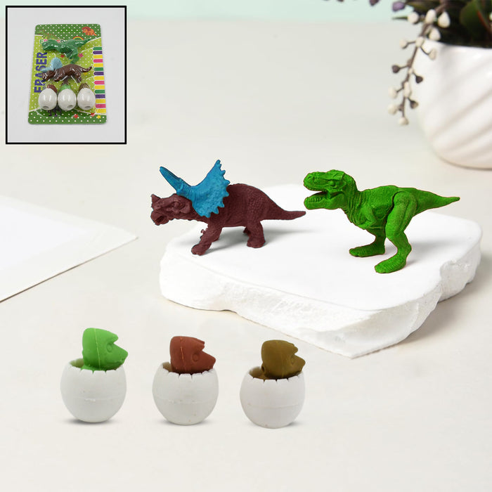 Dinosaur Shaped Erasers & Egg shape Eraser for Kids, Dinosaur Erasers Puzzle 3D Eraser, Mini Eraser Dinosaur Toys, Desk Pets for Students Classroom Prizes Class Rewards Party Favors (5 Pcs Set)