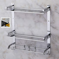 Stainless Steel 2-Tier Wall Shelf with Towel Bar – Durable & Space-Saving