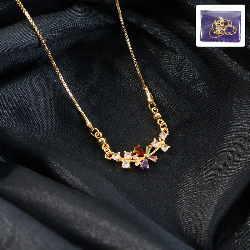 Floral Multicolor Crystal Pendant Necklace for Women