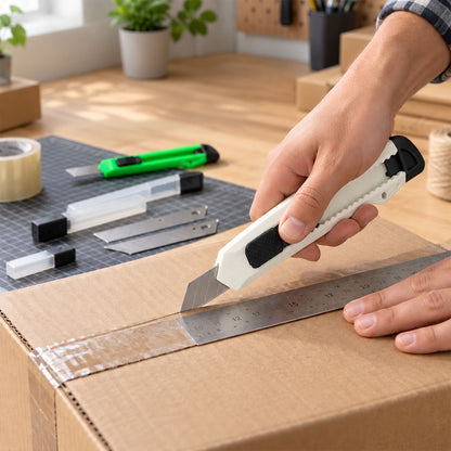 Office Paper Cutter Knife Set with Extra Blades for Parcel Opening (1 Set)