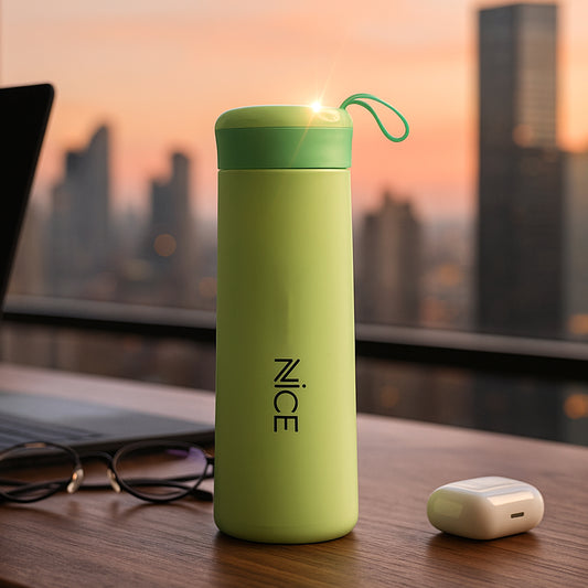 Leak-Proof Plastic Vaccum Flask - (Green Color / 1 Pc / 400ML)