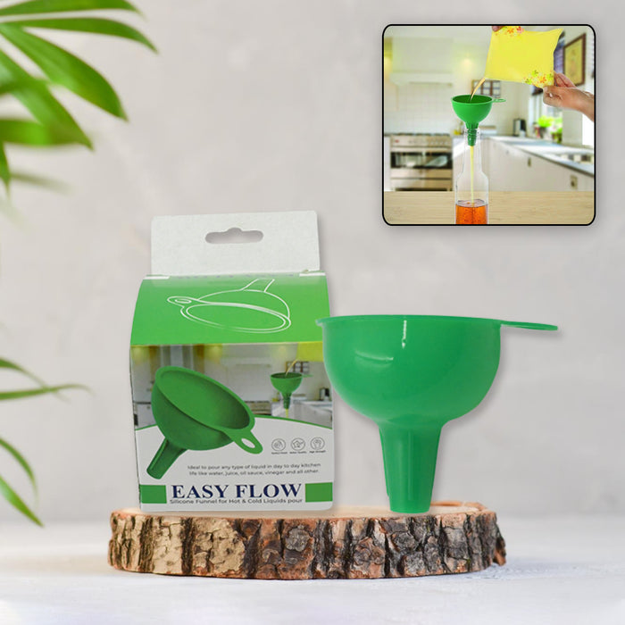 Silicone Funnel For Pouring Oil, Sauce, Water, Juice And Small Food-Grains (1 Pc Green)